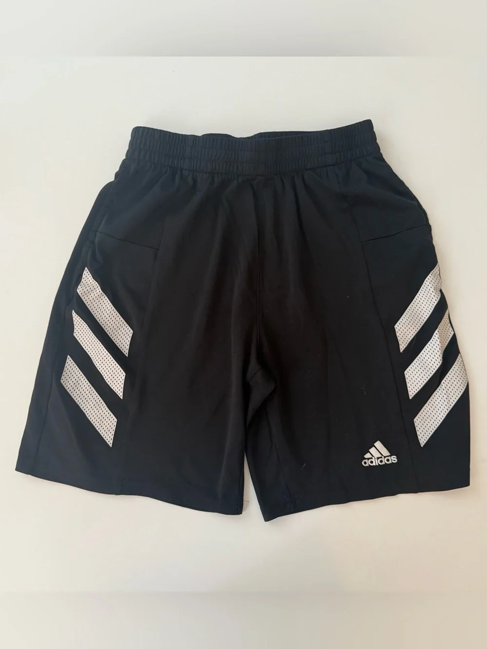 Adidas Aeroready Black Athletic Shorts with White Stripe Panels Youth L (14-16)